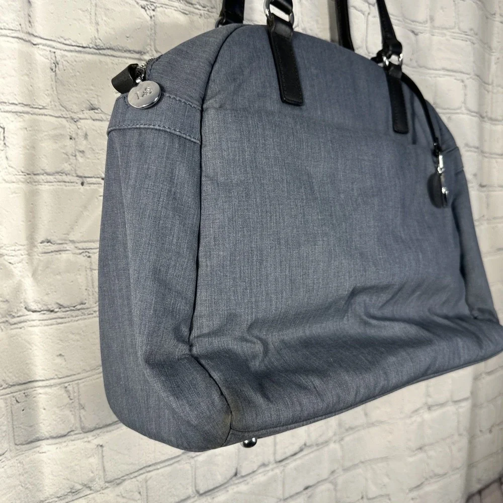 Lo‎ & Sons O.G. Blue Travel Messenger Carry On Bag Gray Interior Silver Hardware